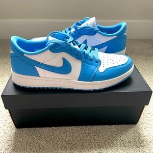 Jordan LowTop Golf Sneakers, White & Carolina Blue - Never Worn - hard to find!!